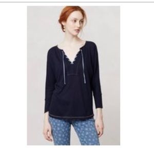 Anthropologie Paper Locket Slibby Lace Up Tee